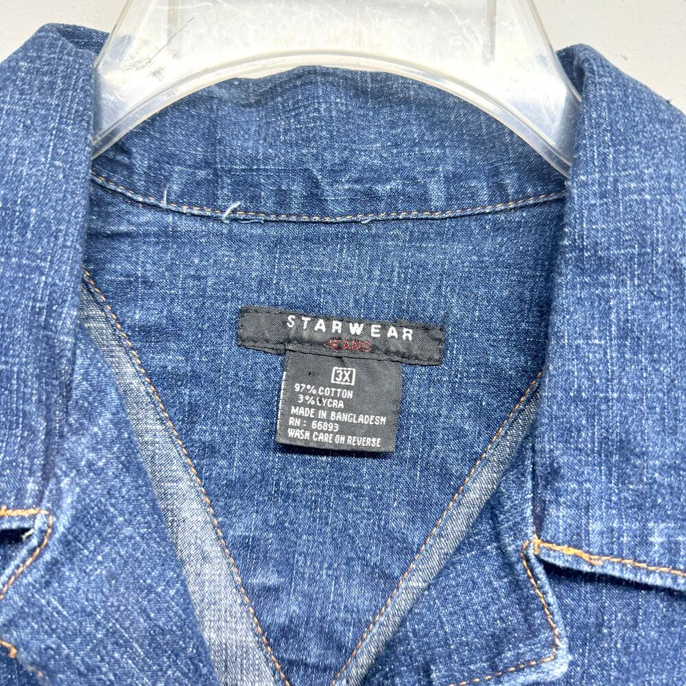 Vtg STARWEAR DENIM 80's Jumpsuit Romper Blue Jean Belted Short Sleeve 3X - Picture 2 of 3